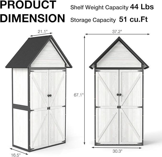Outdoor Storage Shed with Strongest Metal Frame, Storage Cabinet with Floor, Weatherproof Tool Shed with Adjustable Shelfs, Lockable Metal Garden Shed Steel for Backyard Patio (Off-White)