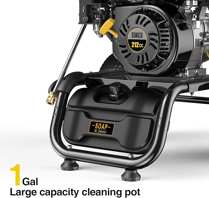 BLUBERY Gas Pressure Washer, 3500 PSI Pressure Washer，2.6 GPM Heavy Duty Power Washer, 30 feet Pressure Hose&Soap Tank,4-Stroke OHV 212cc Engine,Portable Industrial Style,Black