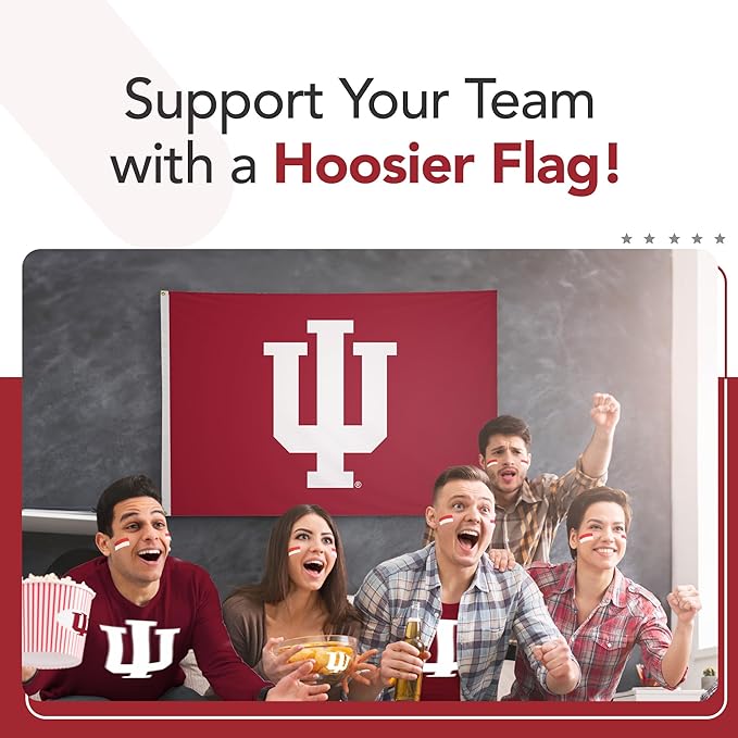 Indiana Hoosiers College Sports Printed Flag - NCAA Licensed - Nylon - School Banner (Red) (4' x 6')