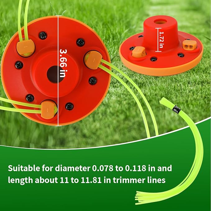 Quintillus Universal Weed Eater Head,H09 Weed Wacker Head Grass Trimmer Head Compatible with Ego, Ryobi,Echo,Weed Warrior with 12pc 11in / .095" Triangle Trimmer Line （Not for Kobalt）