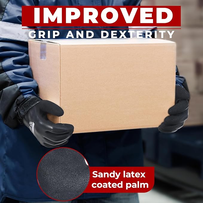 HANDLANDY Waterproof Work Gloves for Cold Weather, Insulated Winter Freezer Work Gloves with Grip for Men & Women