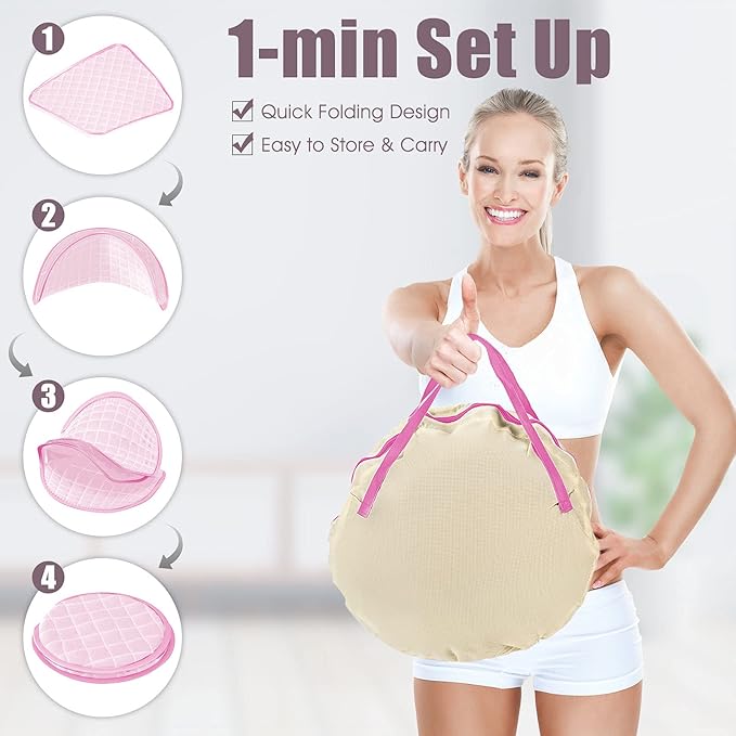 COSTWAY Portable Steam Sauna, Remote Control, 3L Steamer, Foldable Sauna Spa with 9 Temperature and 90 Mins Timer, Atomization, Personal Sauna Hat Tent for Detox Relaxation (Pink)