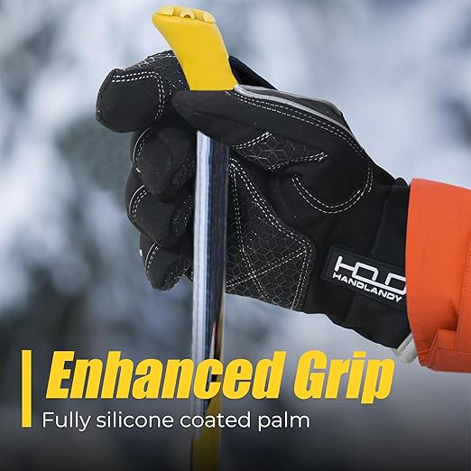 HANDLANDY Waterproof Insulated Work Gloves, 3M Thinsulate Thermal Winter Gloves for Men Women Touch Screen, Warm Ski Snowboard Cold Weather Gloves (Black, Small)
