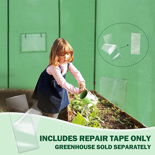 EAGLE PEAK Greenhouse Repair Tape 4”x10”, Heavy Duty Clear Waterproof Patch Kit, Sealing Tape for Greenhouse Film, Tent, Awning, RV Roof Repair, 4 Pack, Clear