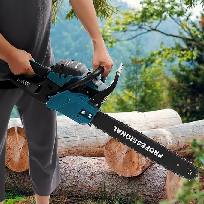 58cc Gas Chainsaw 20 Inch Gas Powered Chainsaws 2 Stroke Handed Petrol Gasoline Chain Saw Cordless Petrol Gas Chain Saws for Cutting Wood Outdoor Garden Farm Home