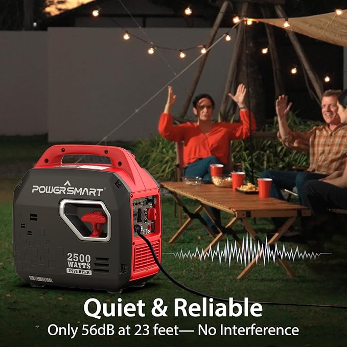 PowerSmart 2500-Watt Portable Gas Inverter Generator, Super Quiet, High Fuel-Efficient Generator, Lightweight, CARB Compliant PS5025