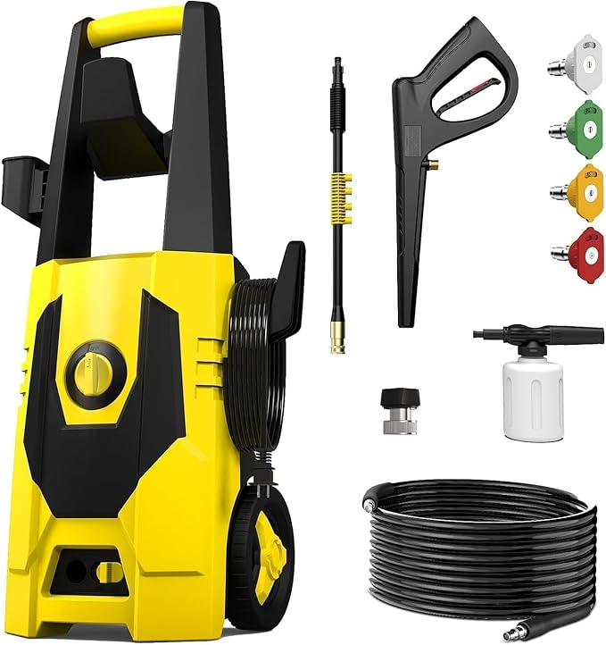 AgiiMan Pressure Washer, Power Washer with 35FT Power Cord, 20FT Hose, High Pressure Washer Cleaning for Cars, Patios, Driveways, Fences