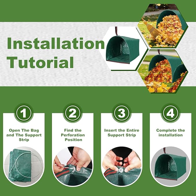 2 Pack 40 Gallon Dustpan Type Lawn Bags Reusable Collapsible Heavy Duty Leaf Bags Yard Waste bags Collecting Leaves Lawn Grass Branches