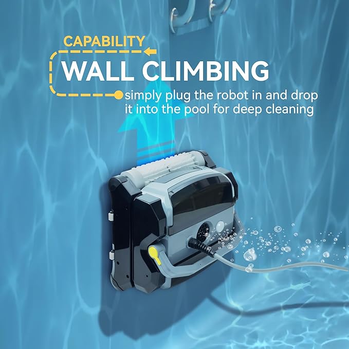 Fully Automatic Robot Swimming Pool Vacuum Cleaner, with Wall-Climbing Function, 360 Degree Kink Free Patented Technology, Swimming Pool Cleaning Robot, Large Filter Installed On The Top,56 Ft