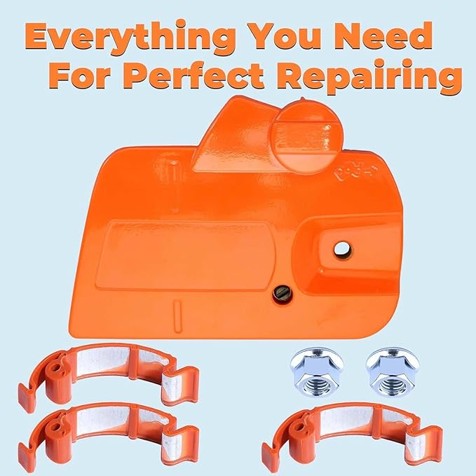 440 Chain Brake Assembly Side Clutch Cover for Husqvarna 440 Chainsaw, Husky 440e II Chainsaw Clutch Cover with Brake Assy & Bar Nuts Buckle Clips Kit,Clutch Cover Chain Saw Parts 501388203