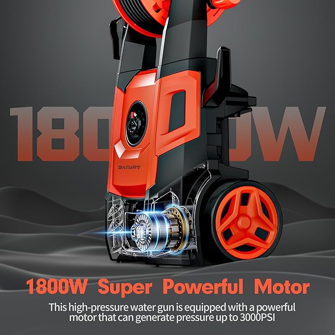 Pressure Washer, Max 2.4 GPM with Foam Cannon & 4 Nozzle Tips, Power Washer for Cars, Fences, Driveways, Home, Patios - Powerful Power Washers Electric Powered