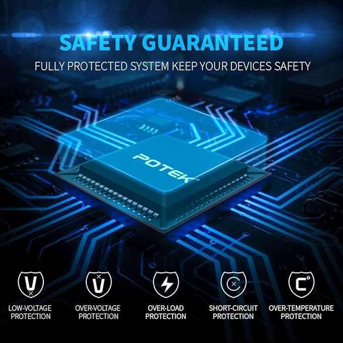 POTEK 750W Power Inverter DC 12V to AC 115V Car Converter with 2A USB Charging Port