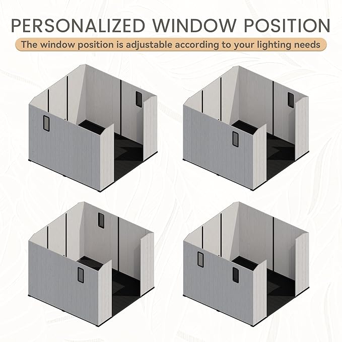 8 x 8 FT Plastic Outdoor Storage Shed with Floor,Garden Resin Shed with Window and Lockable Door, Outside Sheds for Bike, Garbage Can, Tool