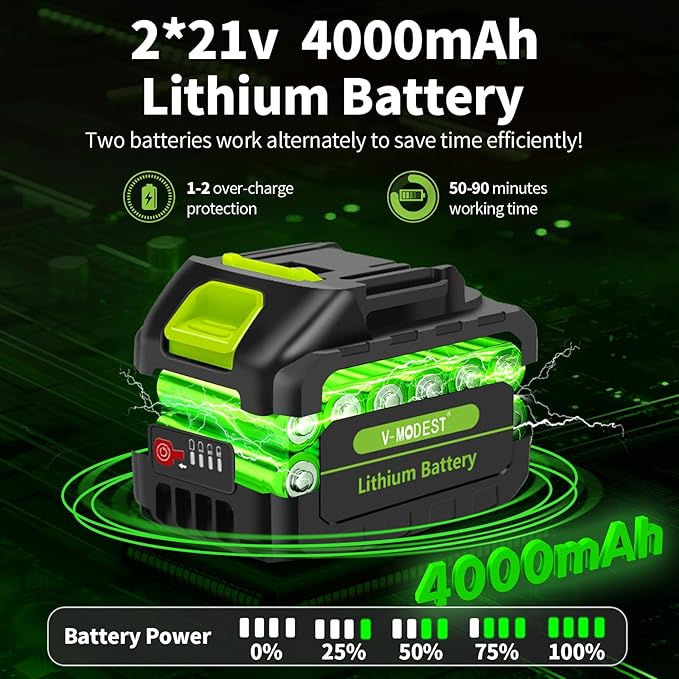 2-IN-1 Cordless Pole Saw 8 inch &6 inch, Pole Saws for Tree Trimming 2 * 4.0Ah Battery Powered, Electric Pole Saw Brushless 15ft Max Extension Pole Chainsaw for Tree Trimmer Wood Cutting