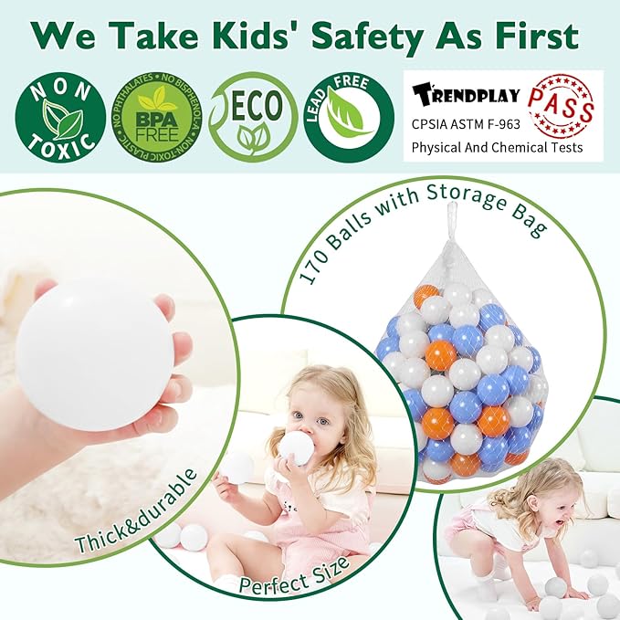 TRENDPLAY Plastic Balls for Ball Pits - Hollow Balls- Safe and Exciting Playtime - Perfect for Baby Pools, Birthday Party Decoration