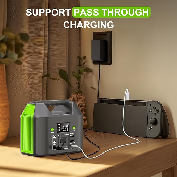 SinKeu Portable Power Station, 122.8Wh LiFePO4 Battery with 150W Output, 38,400mAh Laptop Power Bank Station for Outdoor Travel, Camping, Home, Emergency-Green