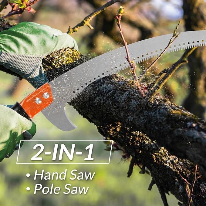 Walensee Pole Saws for Tree Trimming 14 FT Lightweight Manual Stainless Steel Extension High Pole Pruning Pole Saw with Blade for Trimmer Branches Pole Cutter Pole Pruner at Forestry Yard Garden Patio