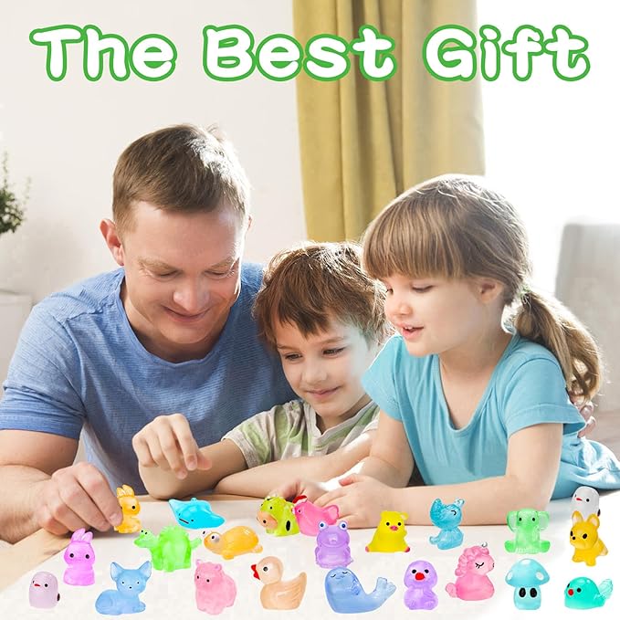 120PCS Glow in The Dark Mini Resin Animals 20 Styles of Luminous Ducks dinosaurswls Frogs and More Tiny Figurines for Fairy Garden Aquarium Terrarium Potted Plants Dollhouse Decor
