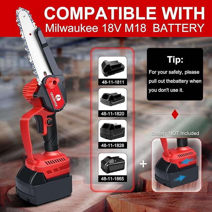 Cordless Mini Chainsaw 6 Inch for Milwaukee 18V M18 (No Battery), Brushless Portable Electric Chain Saw Tool for M18, Small Handheld Chainsaw for Pruning Shear Branch Wood Cutting Tree