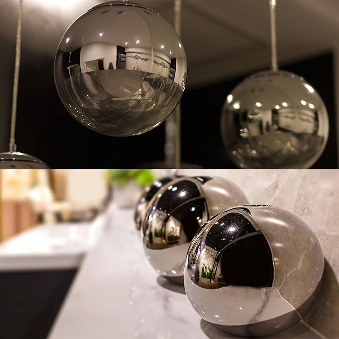 uxcell Gazing Ball 6 Inch 150mm Reflective Sphere Polished Hollow Ball, Stainless Steel Gazing Globe Mirror Ball for Home Outdoor Decoration, Silver Tone