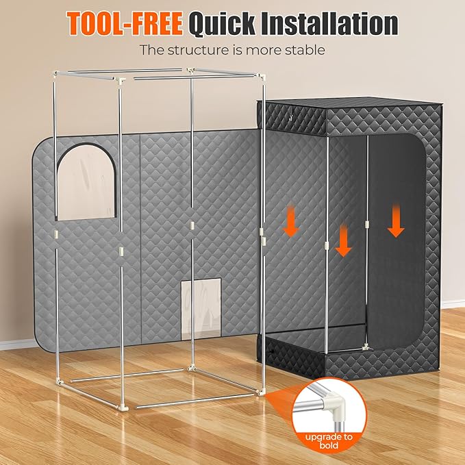XL Portable Steam Sauna for Home - 2000W Box w/ 3L Tank, Folding Chair, Fast Setup Indoor Saunas for Muscle Relief & Detox, Compact Home Sauna Spa for Family Relaxation