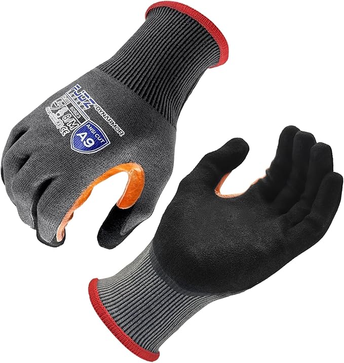 A9 Cut Resistant Work Gloves, 18 Gauge Ultra-light Foam Nitrile Coated Touchscreen ANSI A3 A4 A6 A9 Cutting Glove
