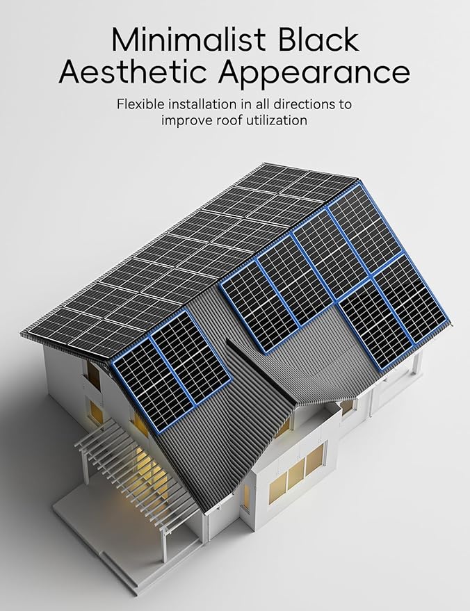 440 Watt Solar Panel,25.4% High Efficiency Perovskite Solar Cells,10BB Hidden Busbar Technology,12v/24v Solar Panels for Off-Grid Systems, RV, Boat, Cabin, Backup Power
