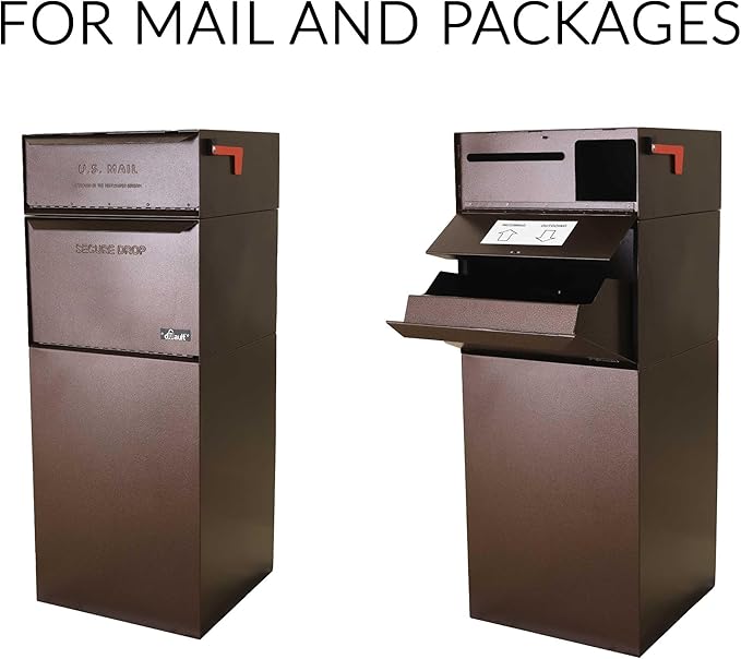 dVault® Full Service Vault DVCS0015 Secure Curbside Mailbox/Package Drop with Locking Letterbox (Copper Vein)