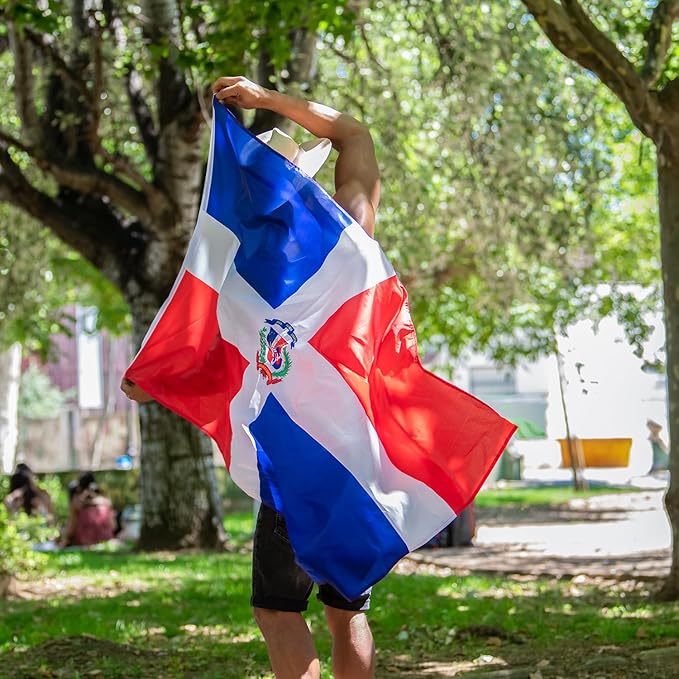 Dominican Republic Flag 3x5 ft Outdoor, Double Sided 3 Ply Heavy Duty Dominican National Country Flag, 100% Quality Polyester Dominicana Banner with Brass Grommets 4 Rows Stitches