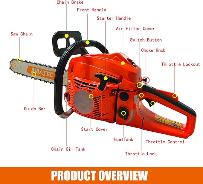 56.5cc Gas Chainsaw 20 Inch Bar Power Chain Saws Gas Powered Chainsaws 2 Stroke Handed Petrol Gasoline Chain Saw for Trees Wood Garden Farm Home Use Cutting