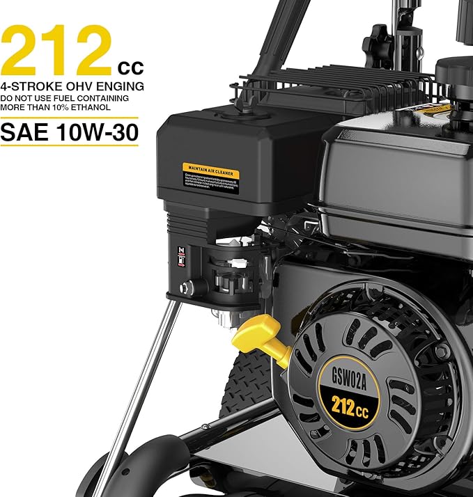 BLUBERY Gas Pressure Washer, 3500 PSI Pressure Washer，2.6 GPM Heavy Duty Power Washer, 30 feet Pressure Hose&Soap Tank,4-Stroke OHV 212cc Engine,Portable Industrial Style,Black