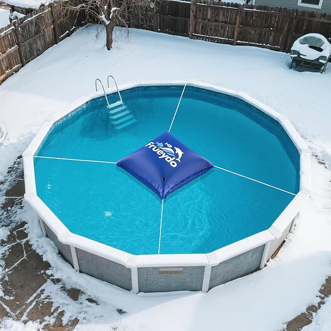 Inflatable Pool Pillow for Above Ground Pool 4x4 Ft – Frueydo Heavy Duty Air Pillow for Outdoor Swimming Pools, Portable Pools Cover Cold Resistant for Winterizing, Rope Included