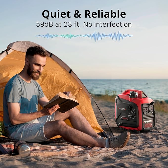 Gas Powered Inverter Generator 2500W - Super Quiet Gas Generator with CO Sensor, EPA 2025 Compliant for Camping, Tailgating, and Home Use