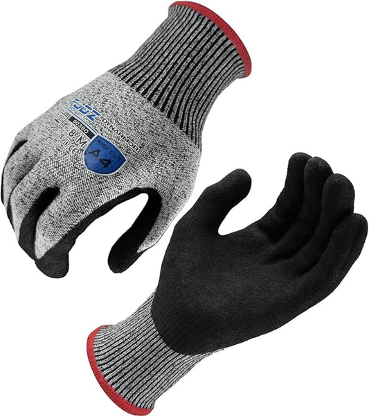 A7 Cut Resistant Work Gloves, 3 Pairs Nitrile Coated Cutting Glove for Woodworking,Construction,Fishing,Metalwork