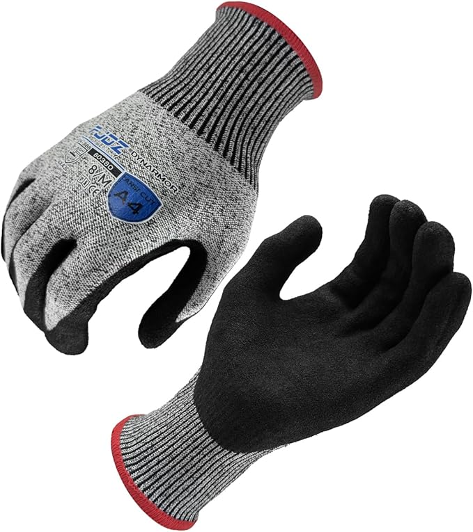 A7 Cut Resistant Work Gloves, 3 Pairs Nitrile Coated Cutting Glove for Woodworking,Construction,Fishing,Metalwork
