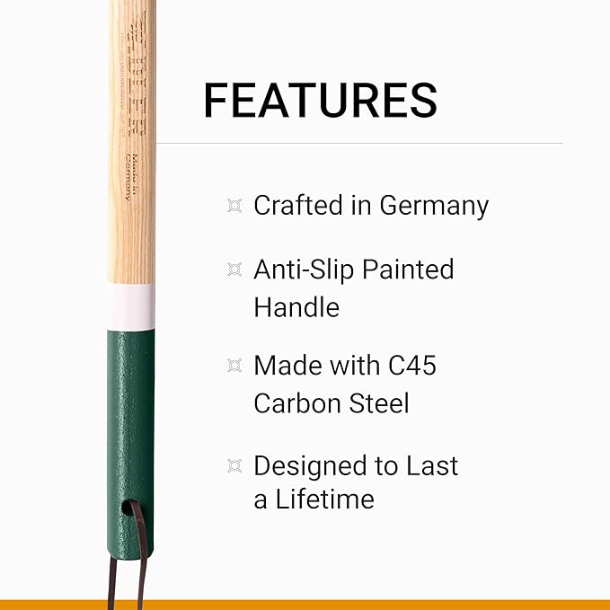 Adler - The Lily Garden Hoe, Heavy Duty Yard Tool Lawn Care, Loosening Soil, Weeding, and Digging, Steel Head 10.6 inches, Wood Handle 17.7 inches (Rose)