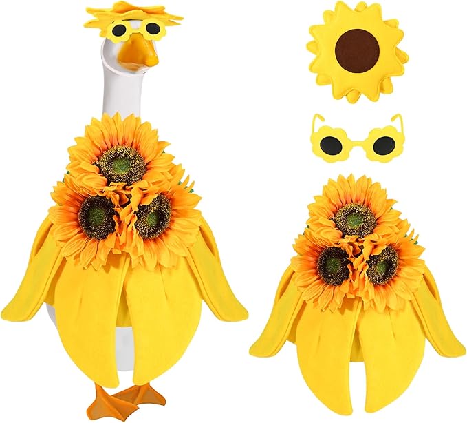 Sunflower Goose Outfit Summer Goose Outfits Cute Goose Clothes for Outdoor Garden Yard Statue Decor