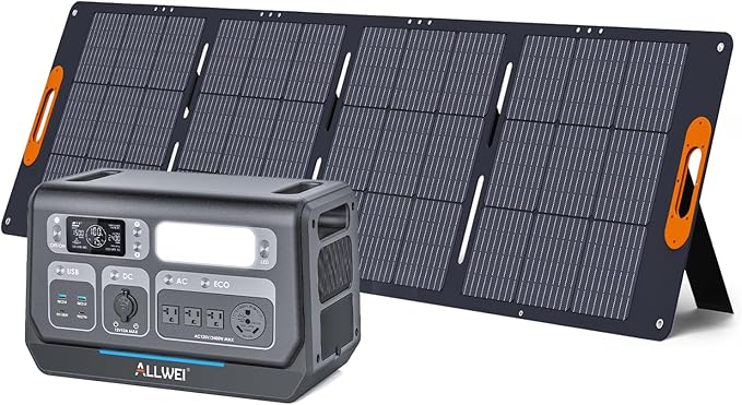 ALLWEI Solar Generator 2400W with 1x 200W Solar Panel, 2048Wh LiFePO4 Portable Power Station, UPS, Fast Charge in 1.5H, Max 10kWh Expandable Solar Power Generator for RV Camping Outdoor Power Outage