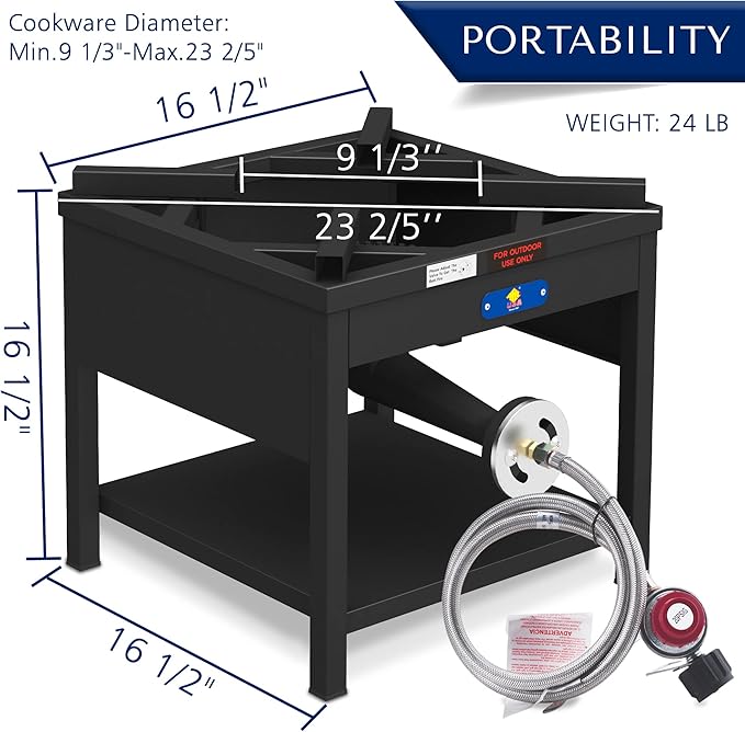 ARC 40QT Seafood Boiling Kit, 200,000BTU Propane Burner and 36" Large Spoon, Crawfish Boil Pot w/Basket and Steamer Rack, Outdoors Cooking and Steaming, Large Turkey Fryer Pot, Lobster Shrimp Pot