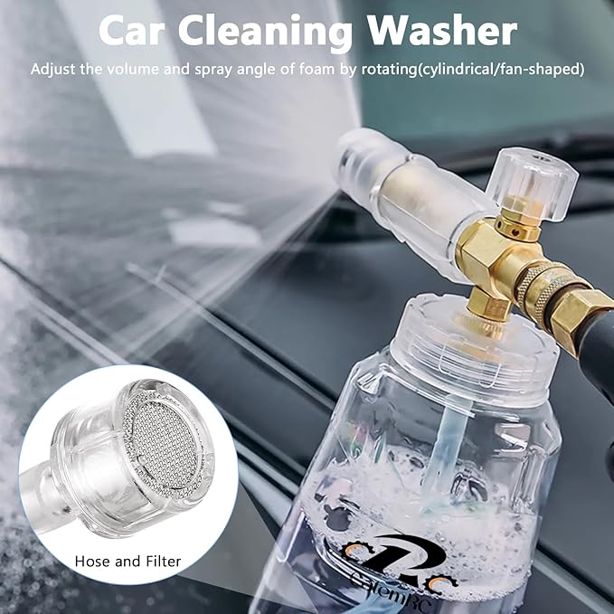 Foam Cannon for Pressure Washer with Dual Purpose Switch Spray Gun, 3000 PSI Pressure Washer Accessories, Foam Cannon Dual Connector with 7 Nozzles, 1/4" Quick Connector for Car Wash Sprayer