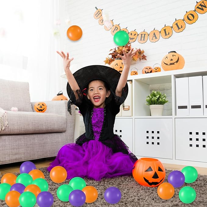 Shappy 180 Pcs Soft Plastic Balls for Toddlers, Crush Proof Ocean Balls Reusable for Photo Booth Props Play Tent Swimming Pool Party Holiday Decoration (Purple， Green， Orange)