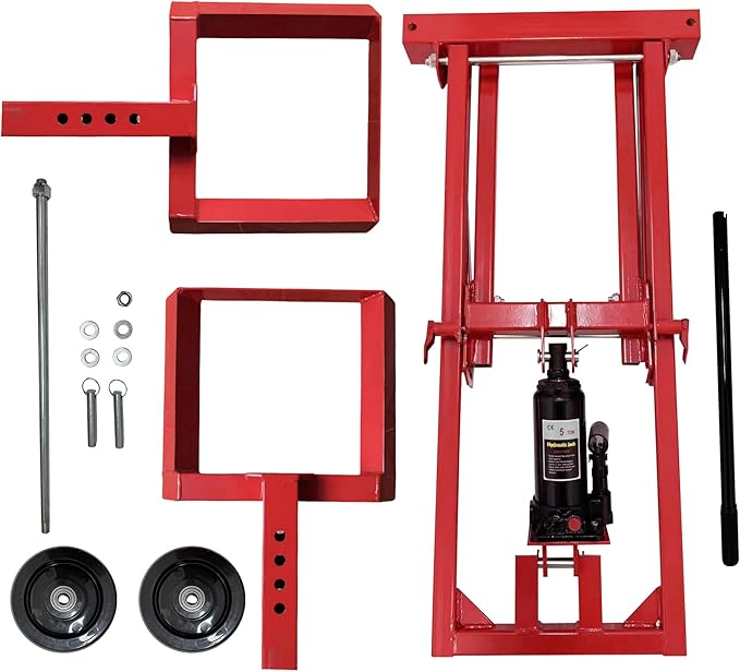 Riding Mower Lift,500 lbs Capacity Lawn Mower Lift Jack with Hydraulic Jack,Foldable Design for Zero Turn Mower Lift and Garden Tractors, Red