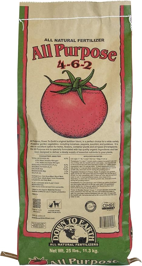 Down To Earth Organic All Purpose Fertilizer Mix 4-6-2, 25 lb