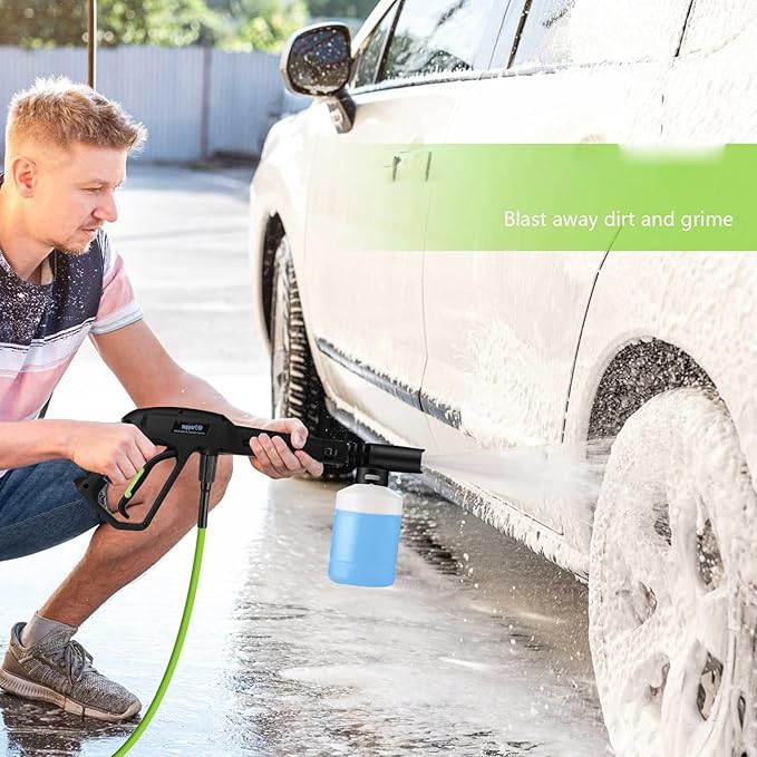 Pressure Cleaner 5000 PSI,2.8 GPM Power Cleaner with Foam Cannon,Portable Cleaner with 33ft Hose Reel,4 Nozzle Tips,and Soap Bottle for Cars/Home/Driveways/Patios/Decks/Fences(Green)