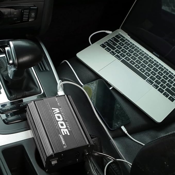 300W Power Inverter DC 12V to 110V AC Car Inverter with 4.2A Dual USB Car Adapter