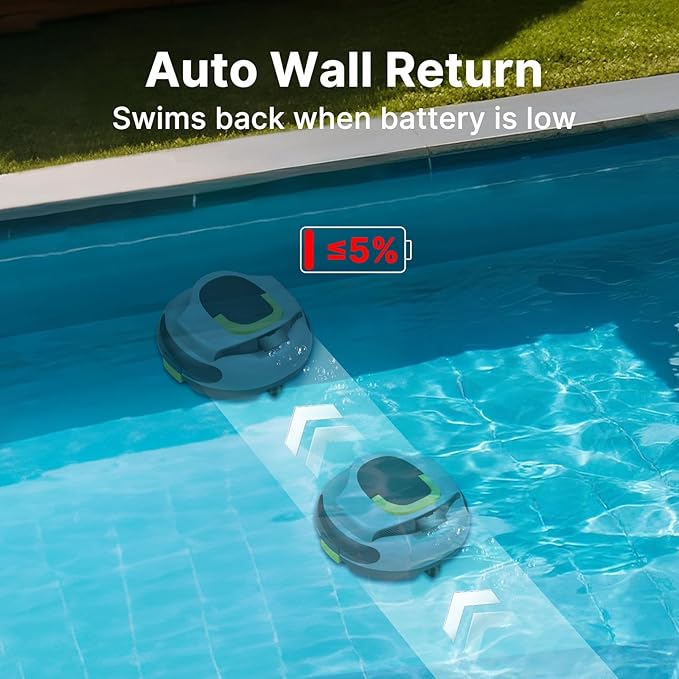 POOLPURE AquaGuard SE II Cordless Robotic Pool Cleaner - 100Min Runtime with 5000mAh Battery, Dual 30W Motors & 2150 GPH Suction for Above Ground & Inground Pools, Advanced Navigation