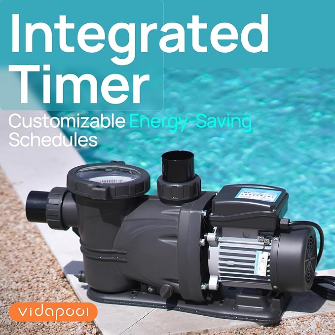 In/Above Ground Pool Pump, Self Primming High Flow (with Timer, 3HP, 8964 GPH, 220V)