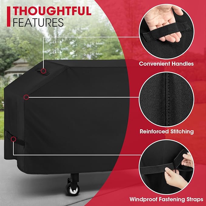 Unicook 28 Inch Griddle Cover for Blackstone and Nexgrill Cooking Station, Outdoor Flat Top BBQ Grill Cover with Sealed Seam, Heavy Duty Waterproof Fade Resistant, Black