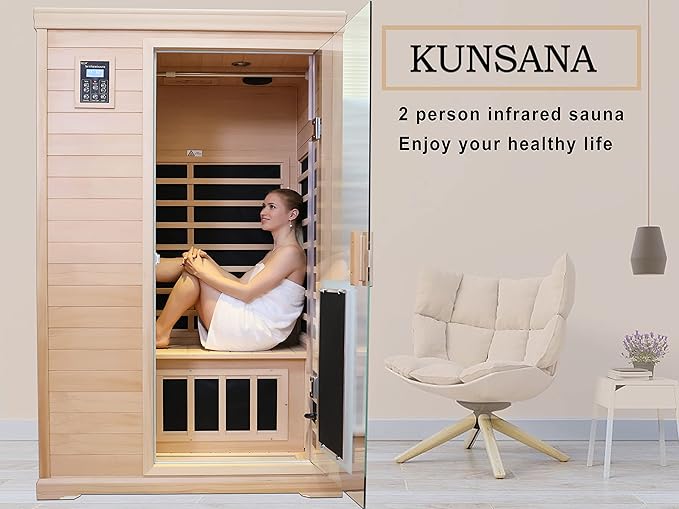 Far Infrared Sauna,Home Sauna,Low EMF Indoor Saunas for Home 2 Person 1,750watt,360° Surround Carbon Crystal Heating Panel-Chromotherapy Lighting-Bluetooth-Canadian Hemlock