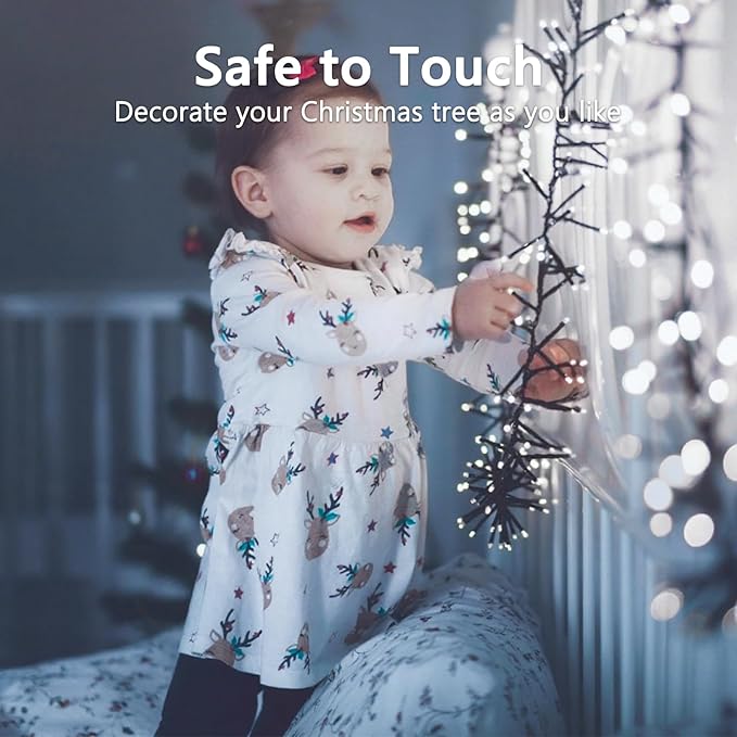 50FT 1000 LED Cluster Christmas Lights, Christmas Tree Lights Outdoor 8 Modes with Timer & Remote, Firecrackers String Lights Waterproof for Garland Party Xmas Decorations, Cool White